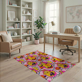 Playful Cartoon Duck-Cat Garland Area Rug