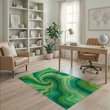 Emerald Swirl Abstract Area Rug