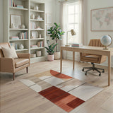Abstract Geometric Beige Rust Area Rug