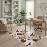 Vibrant Orange Guitar Music Notes Area Rug