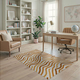 Orange Wavy Orange Abstract Area Rug