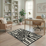 Zebra Stripe Area Rug Black White