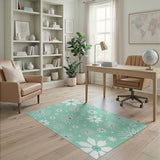Mint Green Snowflake Area Rug