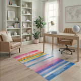 Watercolor Rainbow Horizontal Stripe Area Rug