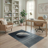 Navy Striped Half Moon Stars Abstract Rug