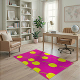 Vibrant Yellow Cherries Pink Area Rug