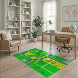 Kids Play Road Rug with Cars Houses Trees
