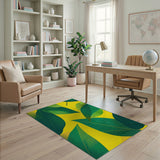 Vibrant Green Leaves Geometric Area Rug