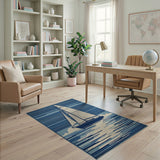 Coastal Sailboat Blue Area Rug