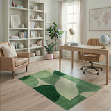 Green Geometric Abstract Area Rug