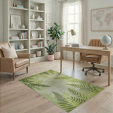 Vintage Green Fern Leaf Area Rug