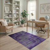 Purple Grey Wavy Distressed Area Rug