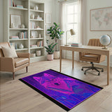Neon Cyber Wolf Purple Area Rug