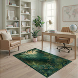 Moonlit Enchanted Forest Green Area Rug