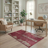 Bold Red Ivory Geometric Abstract Area Rug