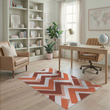 Orange Vibrant Orange Chevron Geometric Area Rug