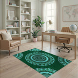 Emerald Green Teal Mandala Boho Area Rug