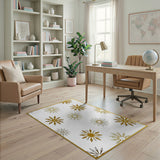 Golden Snowflake Geometric Area Rug