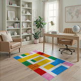 Multi-color and Patterns Vibrant Geometric Color Block Area Rug