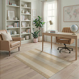 Beige and Neutral Beige Striped Woven Seagrass Area Rug