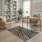 Black Gold Zebra Stripe Area Rug