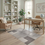 Modern Grey Striped Block Geometric Area Rug