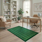Green Grid Geometric Modern Area Rug