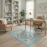 Elegant Blue Scrolling Leaf Persian Rug