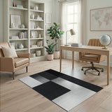Bold Black White Geometric Modern Area Rug