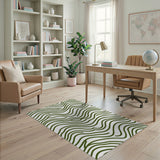 Green Wavy Lines Abstract Area Rug