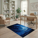 Starry Indigo Moon Over Mountains Rug