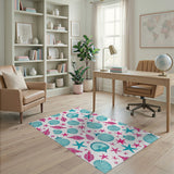 Seashell Starfish Coastal Beach Rug