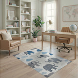 Playful Elephant Clouds Kids Area Rug