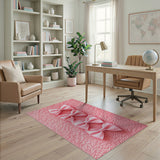 Whimsical Pink Linen Bow Shag Area Rug