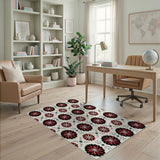 Red Black Floral Persian Area Rug