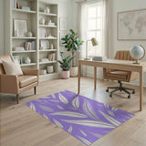 Elegant White Feathers Purple Area Rug