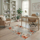 Pink Floral Border Area Rug