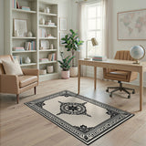 Ornate Medallion Black White Area Rug