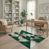 Geometric Modern Green Emerald Green Geometric Abstract Area Rug