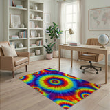 Vibrant Rainbow Spiral Washable Area Rug