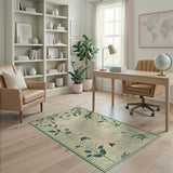 Vintage Green Foliage Border Area Rug