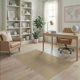 Rustic Farmhouse Beige Woven Grid Area Rug
