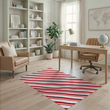 Bold Red Wavy Stripe Area Rug