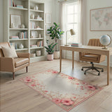 Vintage Pink Hibiscus Floral Area Rug