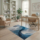 Geometric Modern Modern Blue Wave Abstract Area Rug