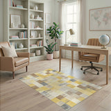 Yellow Distressed Patchwork Area Rug