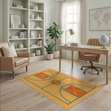 Orange Orange Basketball Court Geometric Area Rug