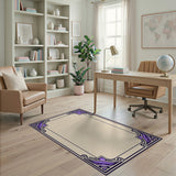 Purple Ornate Geometric Border Area Rug