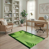 Lush Fern Border Green Area Rug