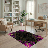 Purple Persian Medallion Rug with Floral Borders